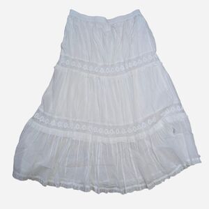 White Cotton Women's White Maxi Skirt